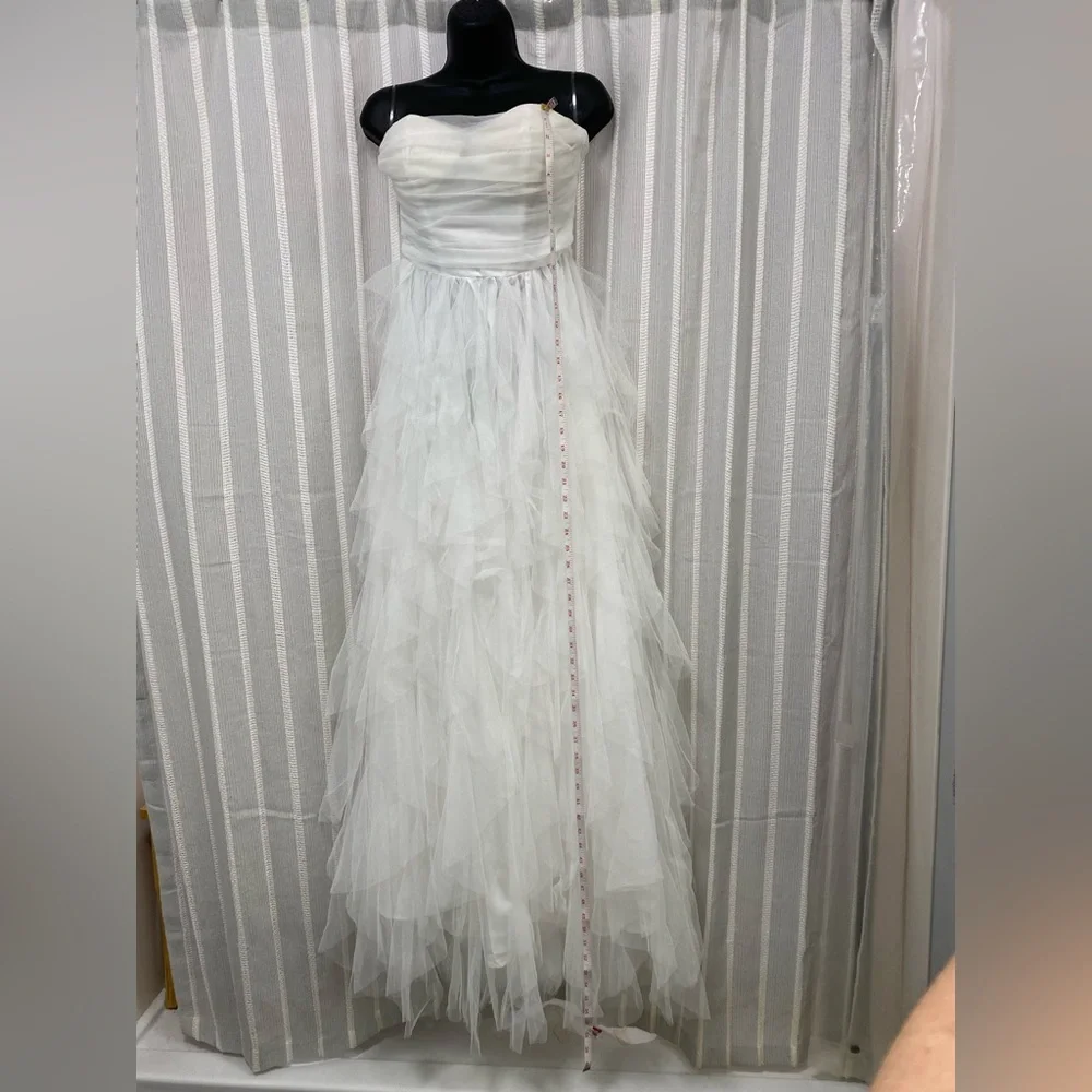 NWT Elegant Boho White Strapless Wedding Prom‎ Gown Flowy Layered Tulle Size S - Picture 5 of 14